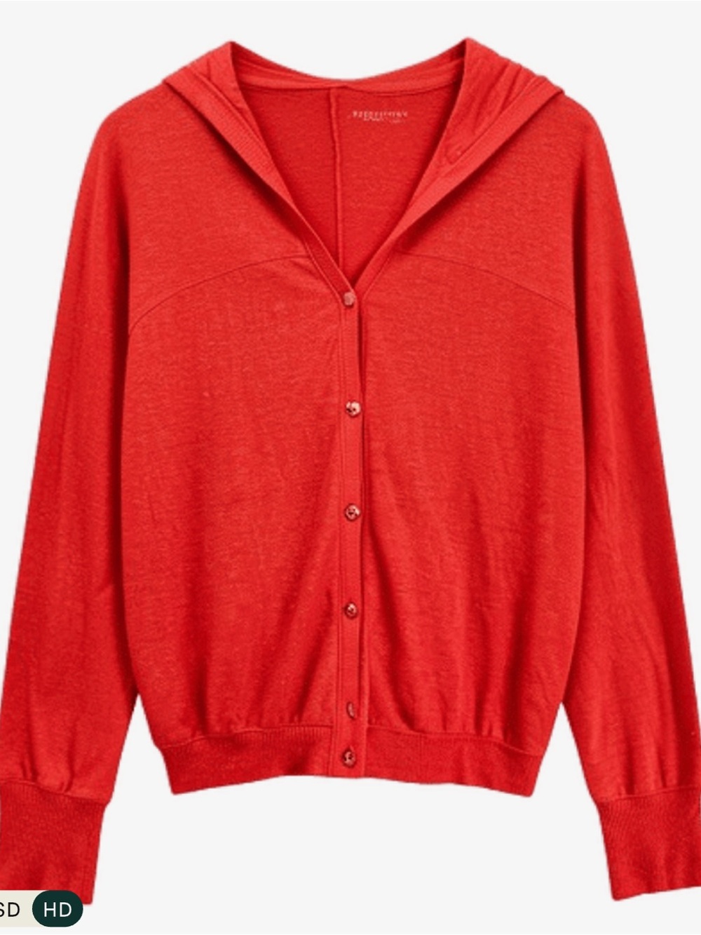 Eileen Fisher Orange Red Linen Cotton Slub Knit Cardigan